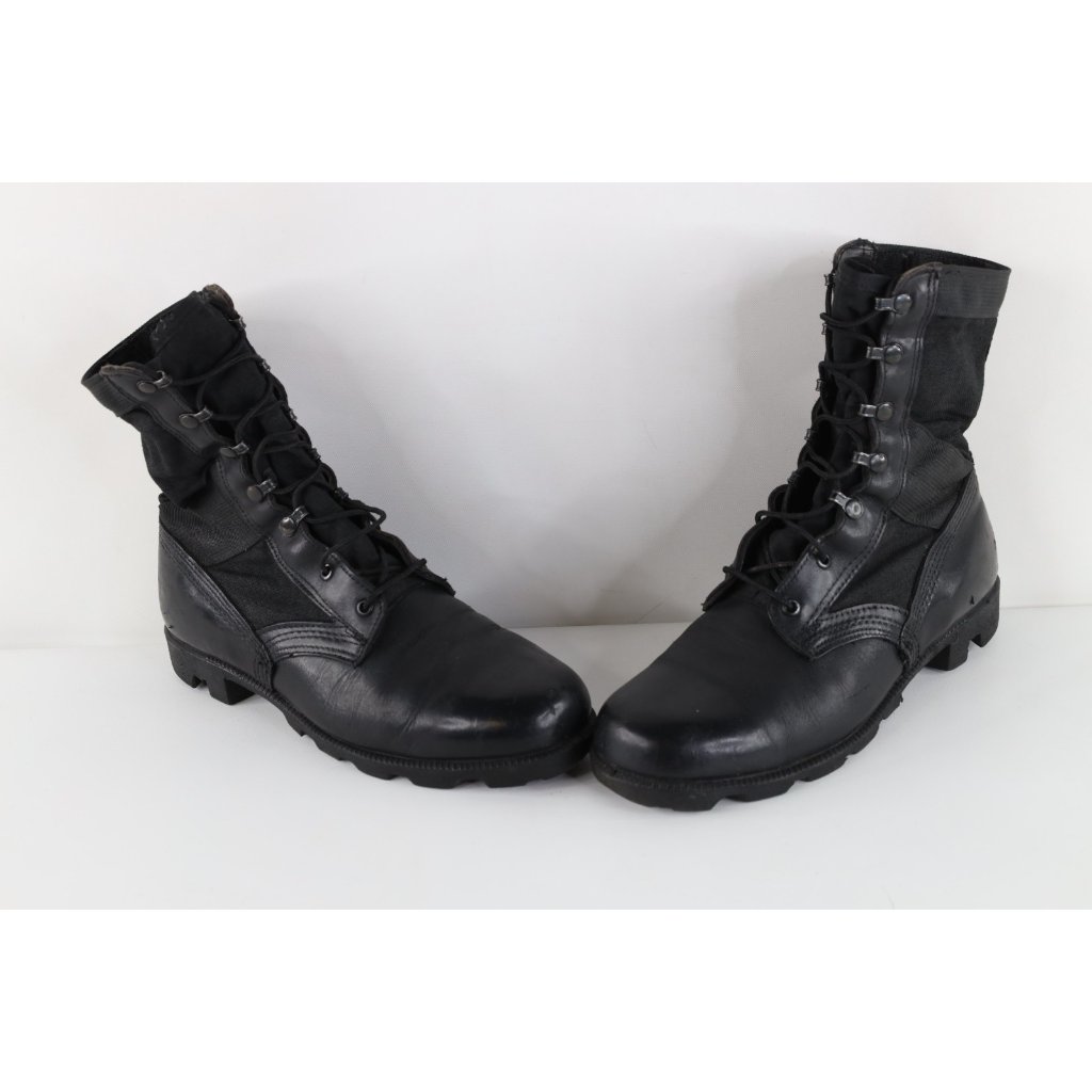 Vintage 80s Usgi Military Mens 8.5 W Distressed Leather Combat Boots Black Usa